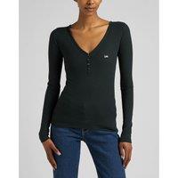 Cotton Mix V-Neck T-Shirt with Long Sleeves