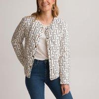 Recycled Short Padded Jacket in Graphic Print, Mid-Season