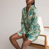 Printed Satin Nightshirt with Long Sleeves
