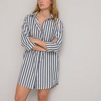 Cotton Loose Fit Nightshirt in Striped Print