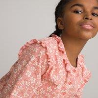 Floral Cotton Ruffled Blouse with Long Sleeves