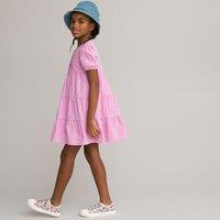 Cotton Seersucker Dress with Short Sleeves