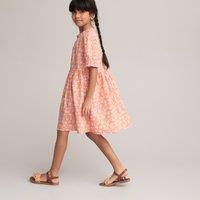 Floral Print Cotton Dress with Short Sleeves