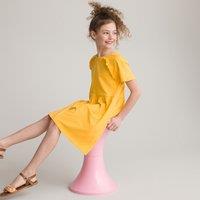 Cotton Short Sleeve Dress with Ruffled Details
