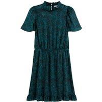 Recycled Mini Dress with Ruffled High Neck