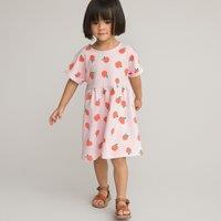 Apple Print Cotton Dress with Short Sleeves