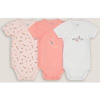 Pack of 3 Newborn Bodysuits in Cotton with Short Sleeves