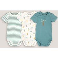Pack of 3 Printed Bodysuits in Cotton with Short Sleeves