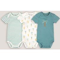 Pack of 3 Printed Bodysuits in Cotton with Short Sleeves