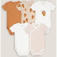 Pack of 5 Newborn Bodysuits in Cotton with Short Sleeves