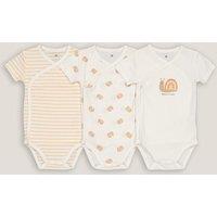 Pack of 3 Newborn Bodysuits in Cotton with Short Sleeves