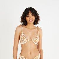 Pattie Triangle Bikini Top in Floral Print with Ruffled Trim