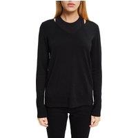 Organic Cotton Mix Jumper in Fine Knit with V-Neck
