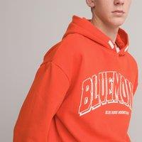 Slogan Print Oversized Hoodie in Cotton Mix