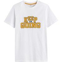 Slogan Print Cotton T-Shirt with Crew Neck