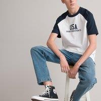 Cotton Oversize Varsity T-Shirt with Crew Neck