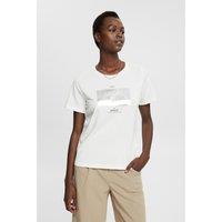 Slogan Print Cotton T-Shirt with Short Sleeves