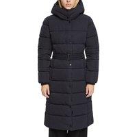 Long Belted Padded Jacket with Hood