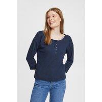 Cotton Buttoned T-Shirt with 3/4 Length Sleeves