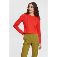 Cotton Mix Jumper in Chunky Knit with Crew Neck