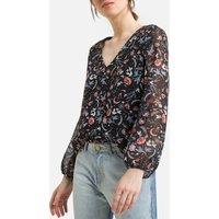 Floral V-Neck Blouse with Long Sleeves