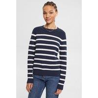 Striped Cotton Mix Jumper with Crew Neck