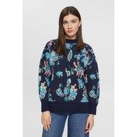Floral Chunky Knit Jumper with Crew Neck