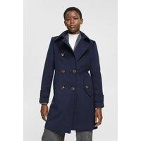 Long Double-Breasted Coat in Wool Mix