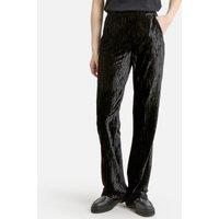 Panne Velvet Trousers with Wide Leg and High Waist
