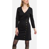 Knee-Length Wrapover Dress with Buttons