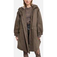 Cotton Mid-Length Coat with Hood