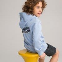 Fleece Cotton Mix Hoodie with Skateboard Print on the Back
