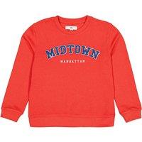 Cotton Mix Fleece Sweatshirt with Boucl Text and Crew Neck