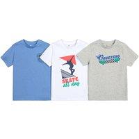 Pack of 3 T-Shirts in Cotton with Skateboard Print and Crew Neck