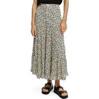 Printed Buttoned Maxi Skirt
