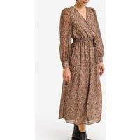 Printed Midi Dress with V-Neck