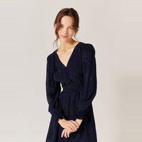 Full V-Neck Mini Dress