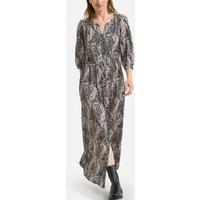 Printed Maxi Dress with 3/4 Length Sleeves