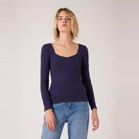 Cotton Long Sleeve T-Shirt with V-Neck