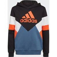 Colour Block Hoodie with Logo Print in Cotton Mix