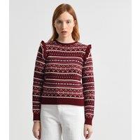 Embroidered Detailed Jumper with Ruffled Shoulders