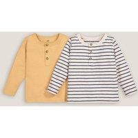 Pack of 2 T-Shirts in Cotton with Grandad Collar