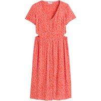 Printed V-Neck Dress with Short Sleeves