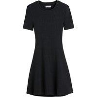 Ribbed Cotton Mini Dress with Short Sleeves