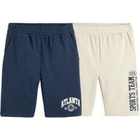 Pack of 2 Sports Bermuda Shorts in Cotton Mix