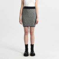 Checked Straight Mini Skirt with Elasticated Waist