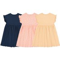 Pack of 3 Dresses in Cotton with Short Ruffled Sleeves