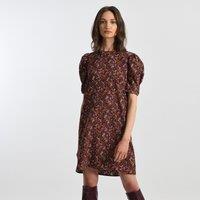 Floral Print Mini Dress with Short Balloon Sleeves