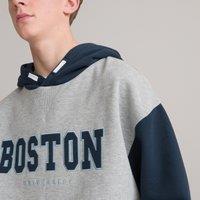 Cotton Mix Oversized Hoodie with Boston Uni Embroidery