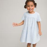 Striped Cotton Mix Dress with Short Sleeves